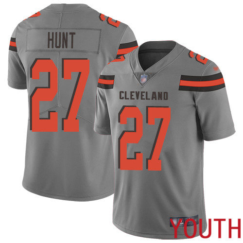 Cleveland Browns Kareem Hunt Youth Gray Limited Jersey #27 NFL Football Inverted Legend->youth nfl jersey->Youth Jersey